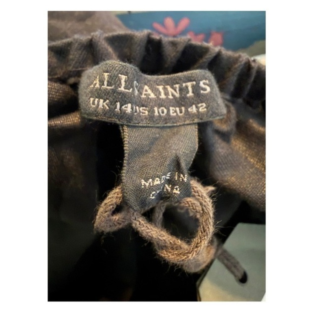 AllSaints Ludo Black Linen Blend Maxi Dress Open Back 10 - Picture 7 of 14